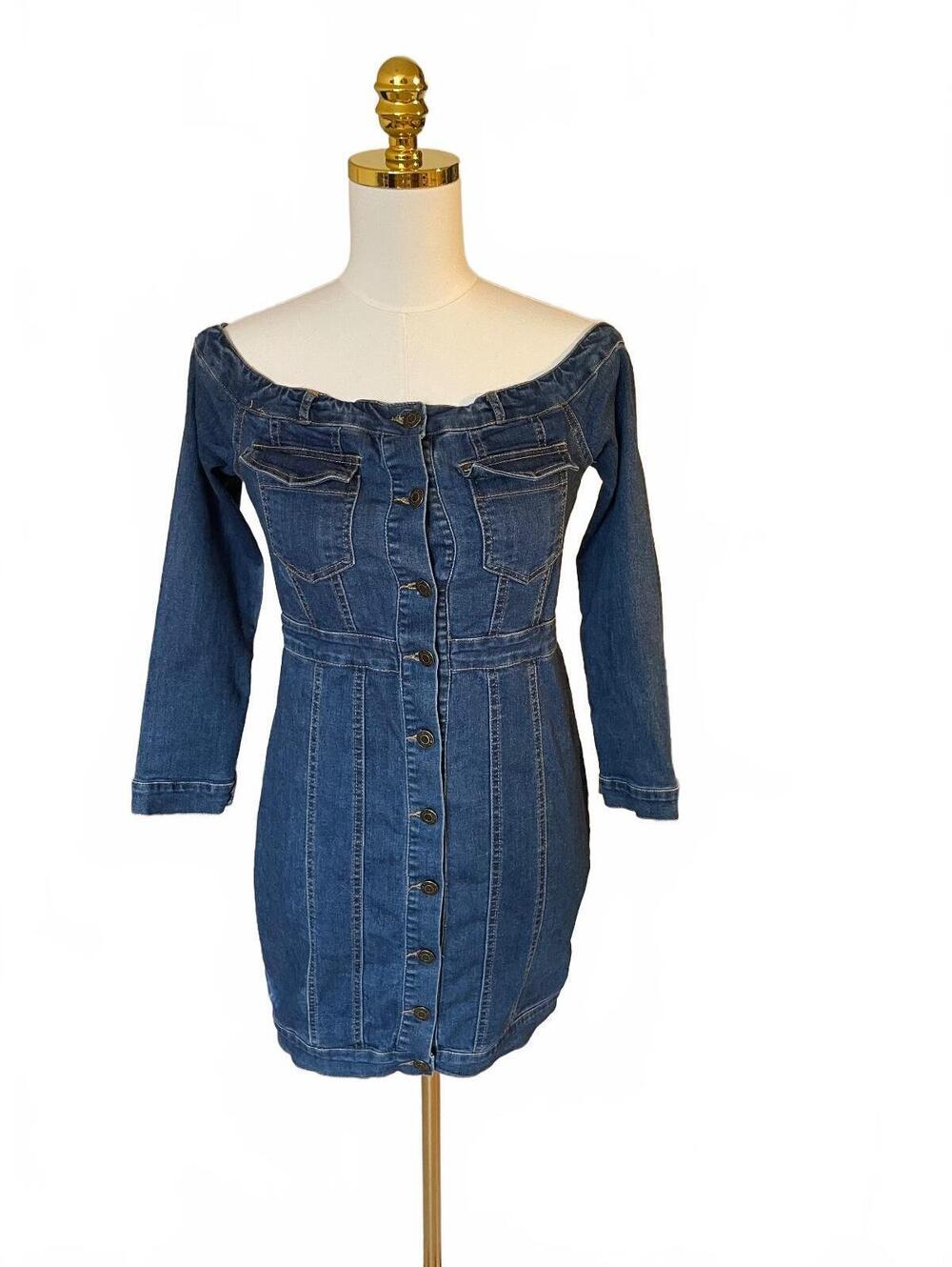 Mebon Off Shoulder Denim Mini Dress